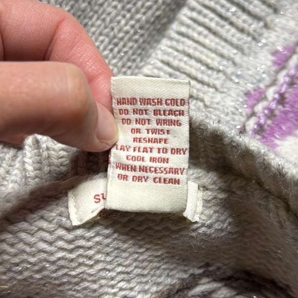 Sundance Fair Isle Nordic Short Sleeve Wool Blend Cardigan Sweater Size Medium - Picture 8 of 8